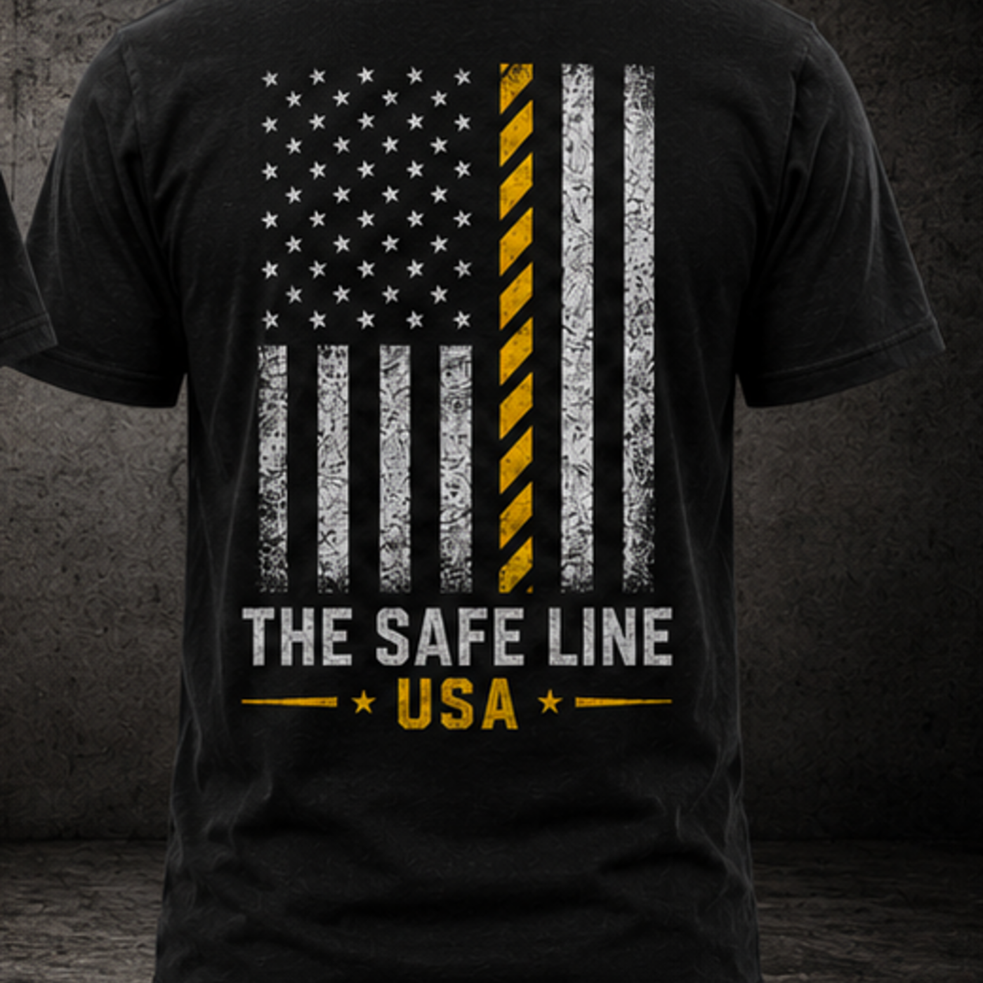 The Safety Flag Tee back graphic in black