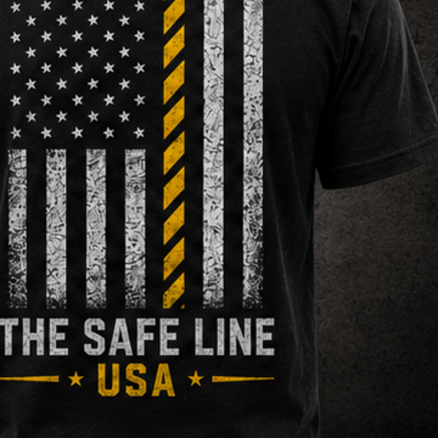 Close-up of The Safety Flag Tee back print