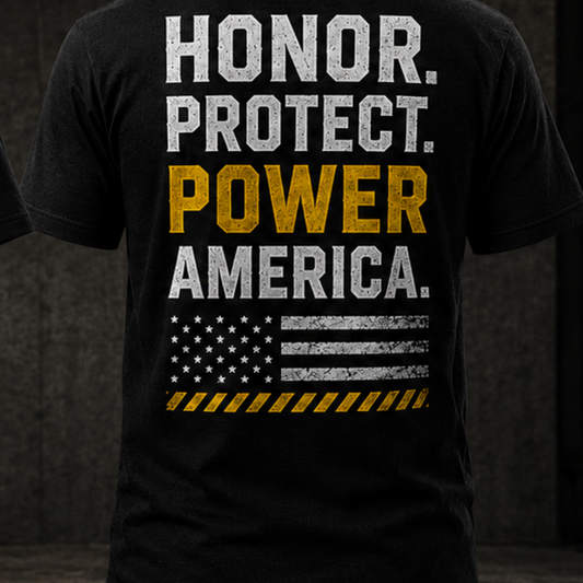 Honor Protect Power America Tee back graphic in black