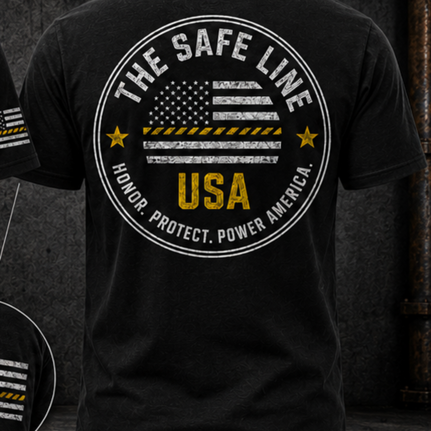 The Industry Tee back graphic in black