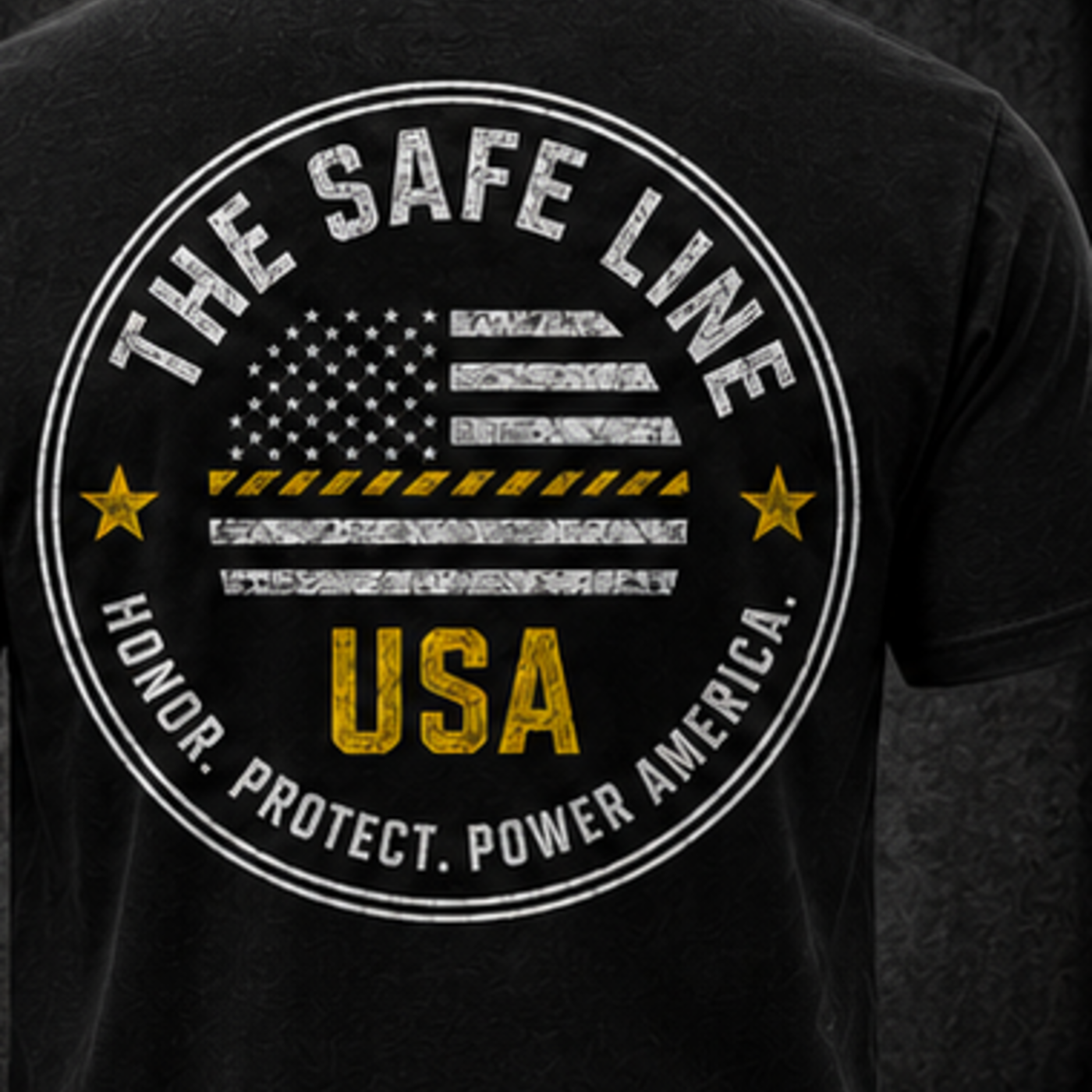 Close-up of The Industry Tee back print
