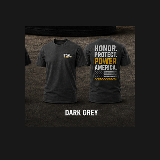 Honor. Protect. Power America. Tee in Dark Grey